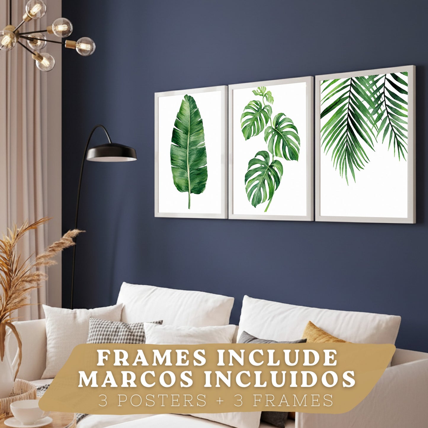 Posters de Hojas Tropicales Monstera, Palma y Hoja de Banano