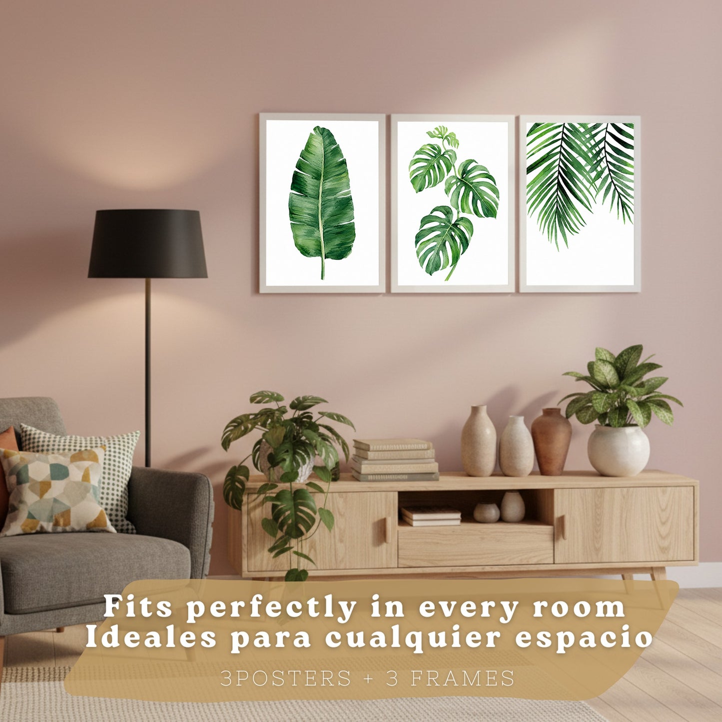 Posters de Hojas Tropicales Monstera, Palma y Hoja de Banano