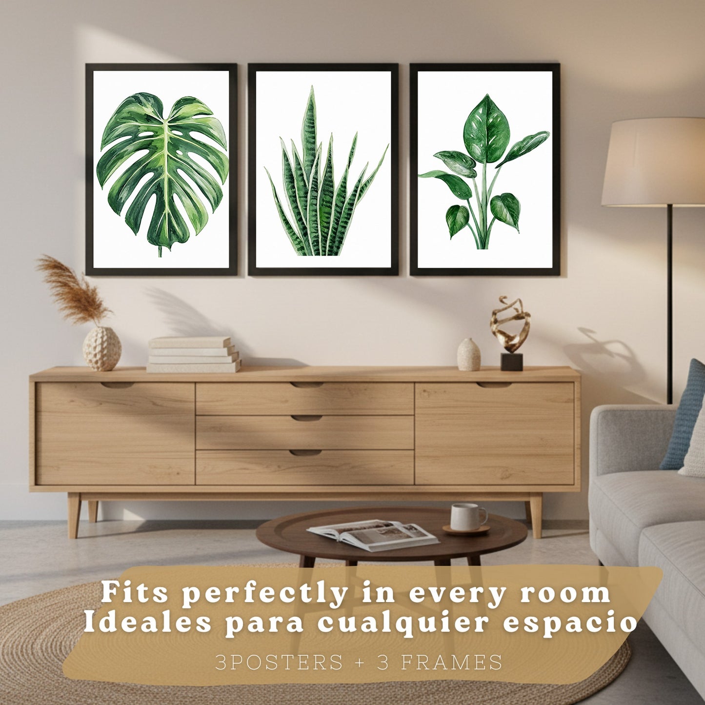 Posters Botánicos Tropicales Monstera, Sansevieria y Arte de Follaje