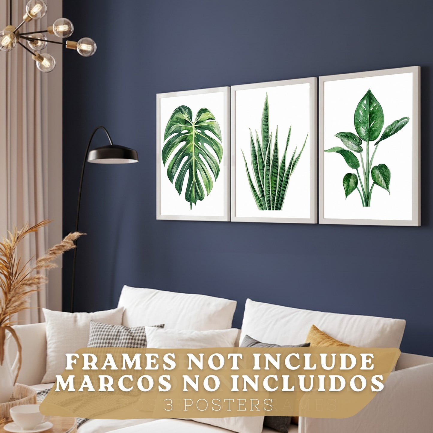 Posters Botánicos Tropicales Monstera, Sansevieria y Arte de Follaje