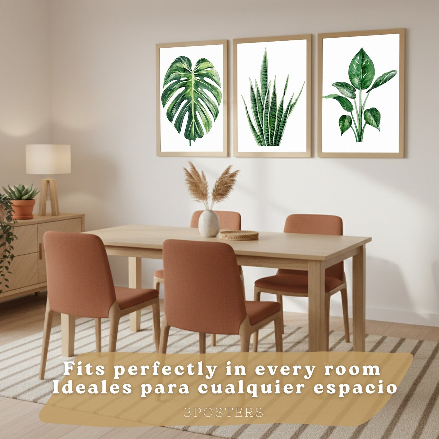 Posters Botánicos Tropicales Monstera, Sansevieria y Arte de Follaje