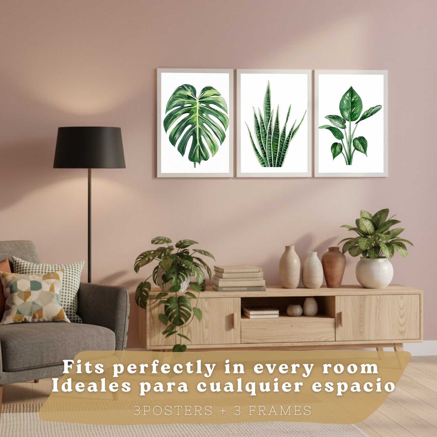 Posters Botánicos Tropicales Monstera, Sansevieria y Arte de Follaje