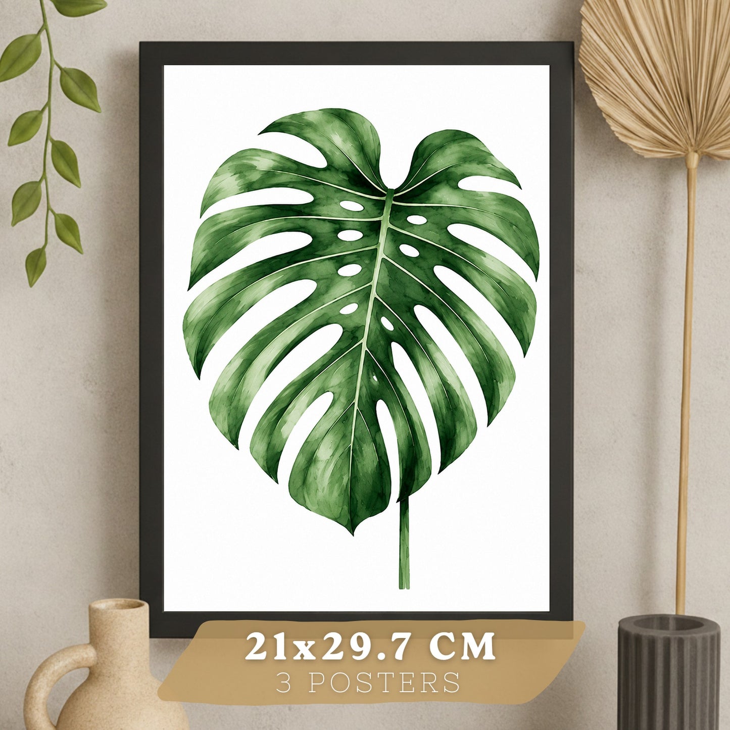 Posters decorativas Botánicos Tropicales con Monstera, Cactus y Palma