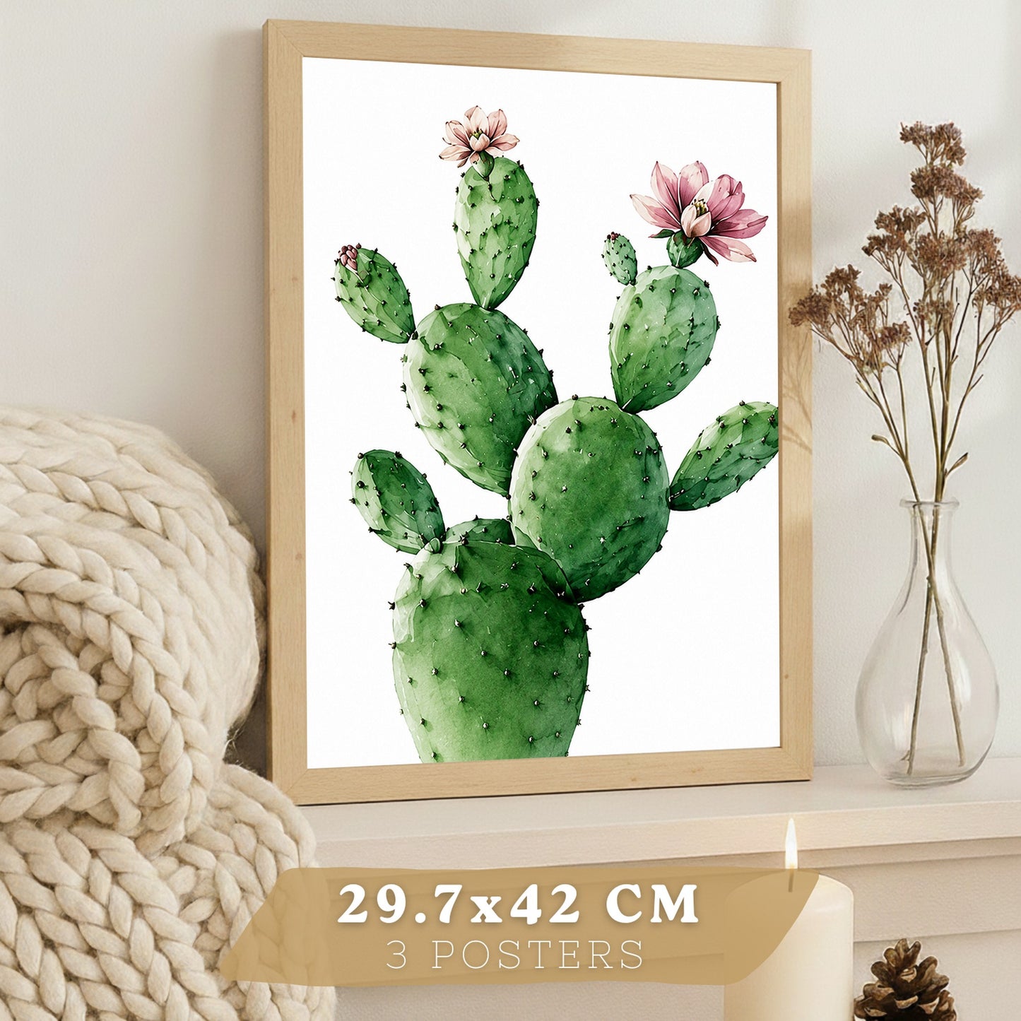 Posters decorativas Botánicos Tropicales con Monstera, Cactus y Palma