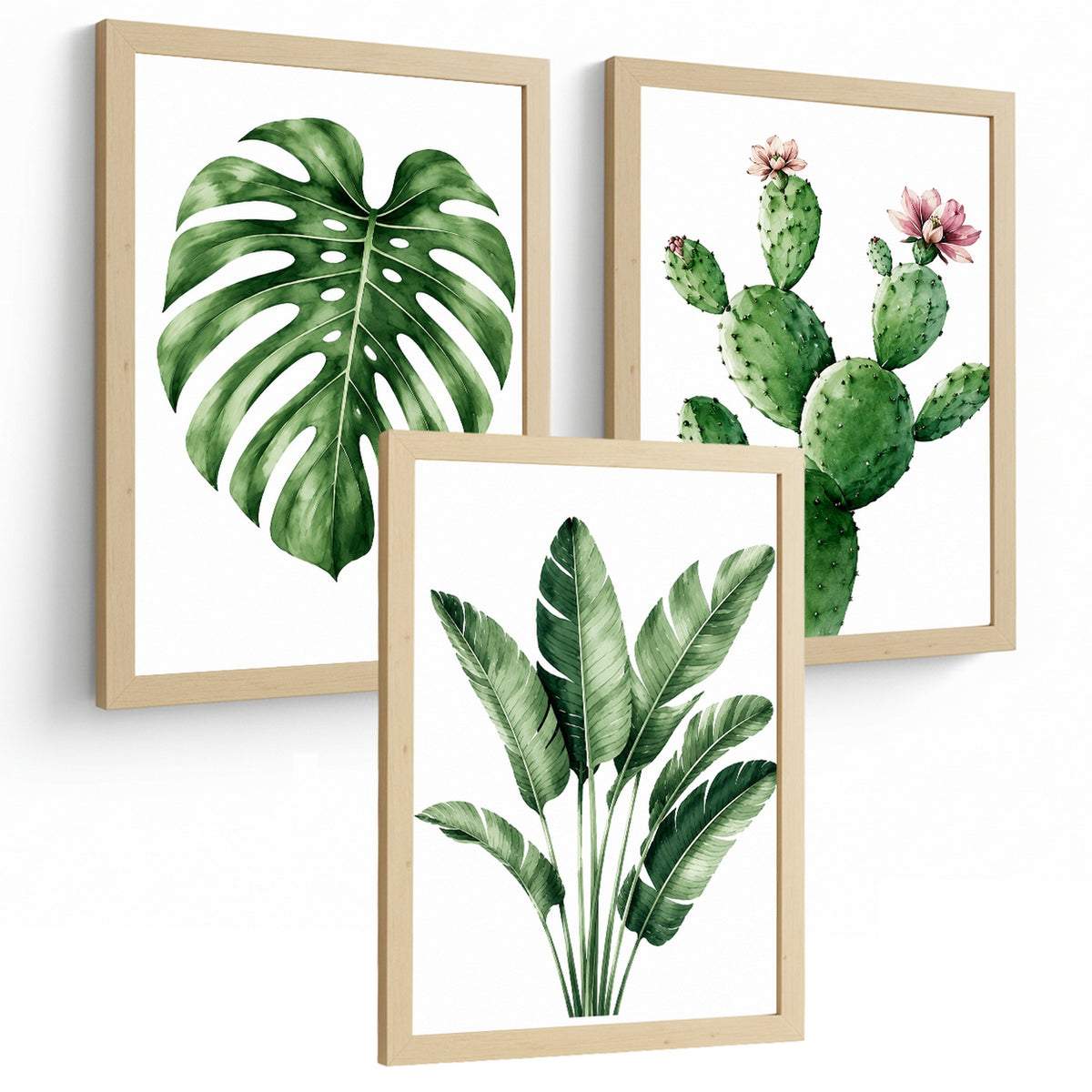Posters decorativas Botánicos Tropicales con Monstera, Cactus y Palma