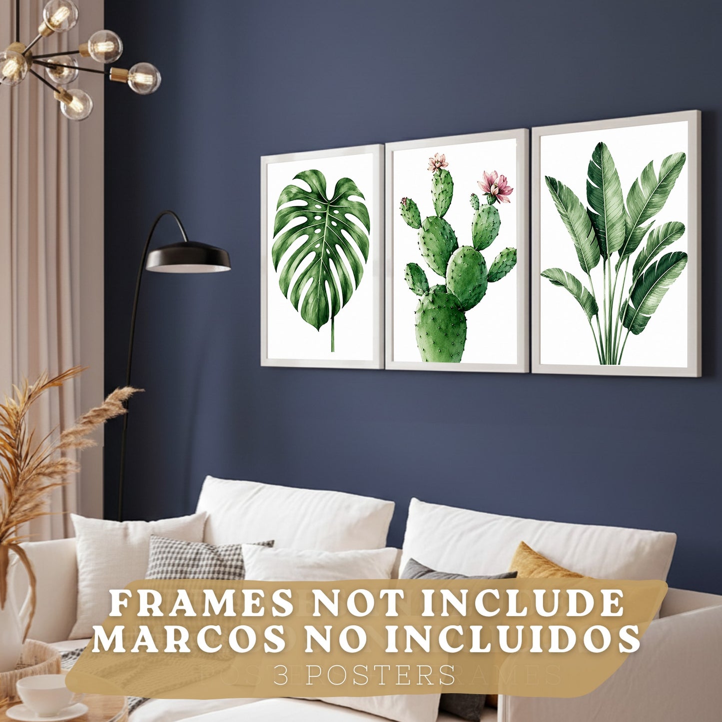 Posters decorativas Botánicos Tropicales con Monstera, Cactus y Palma