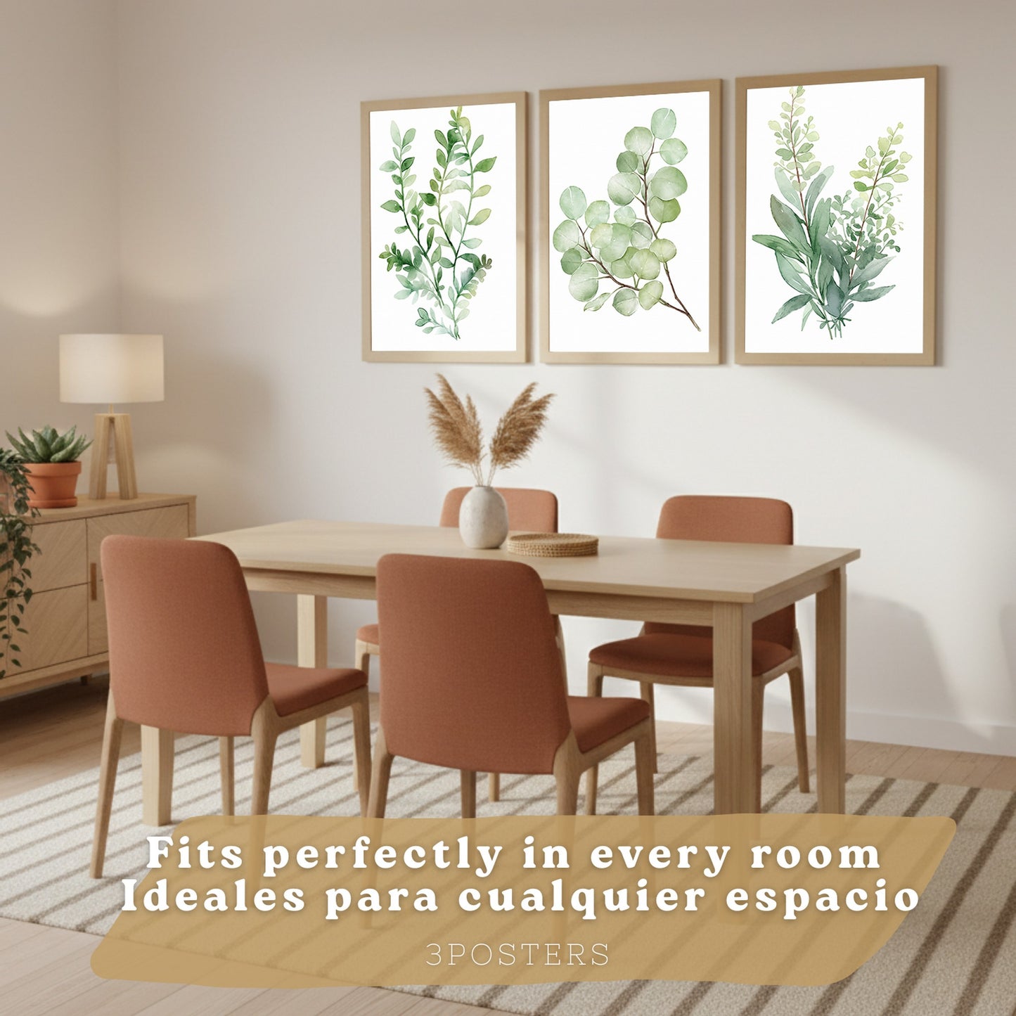 Posters Botánicos de Eucalipto con Hojas Verdes Acuarela