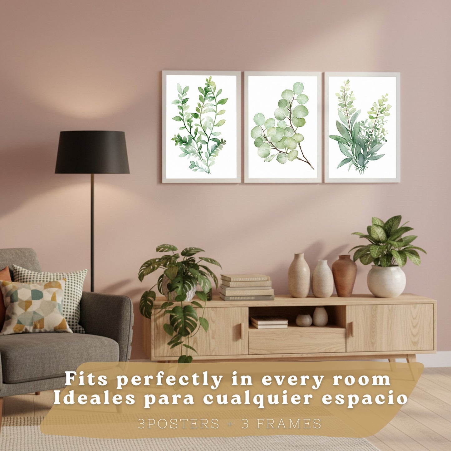 Posters Botánicos de Eucalipto con Hojas Verdes Acuarela