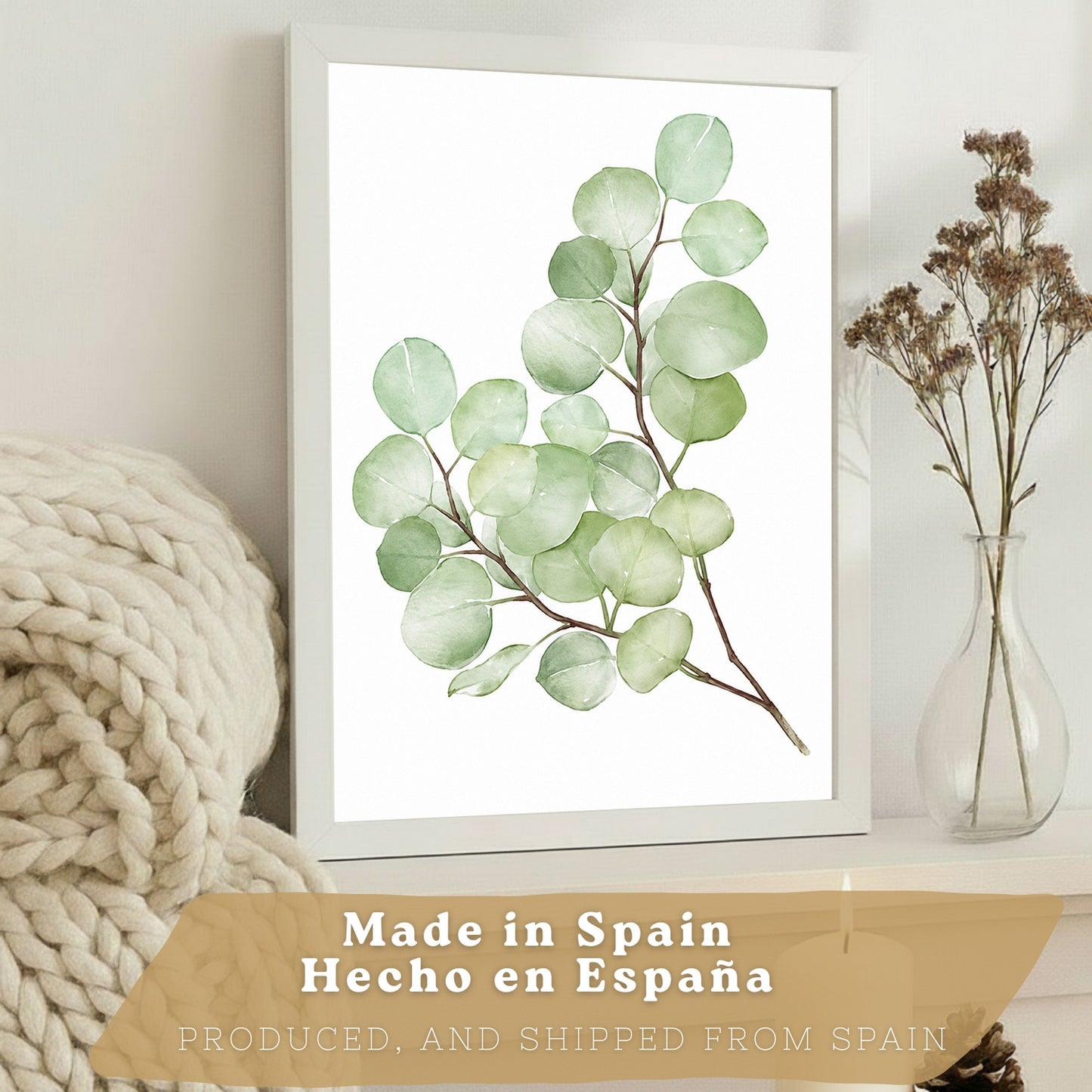 Posters Botánicos de Eucalipto con Hojas Verdes Acuarela