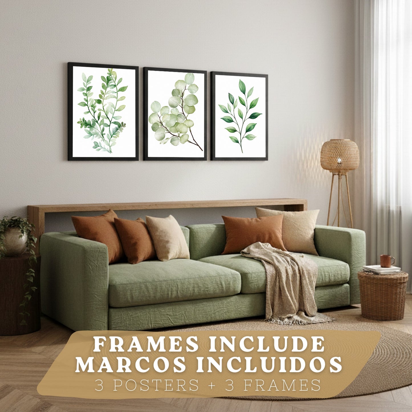 Posters de Hojas de Eucalipto con Arte Botánico Acuarela