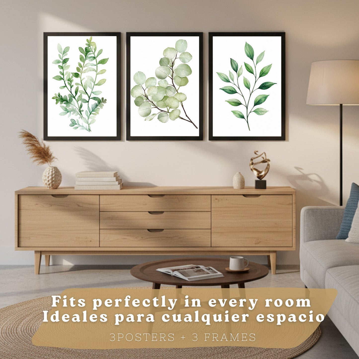 Posters de Hojas de Eucalipto con Arte Botánico Acuarela