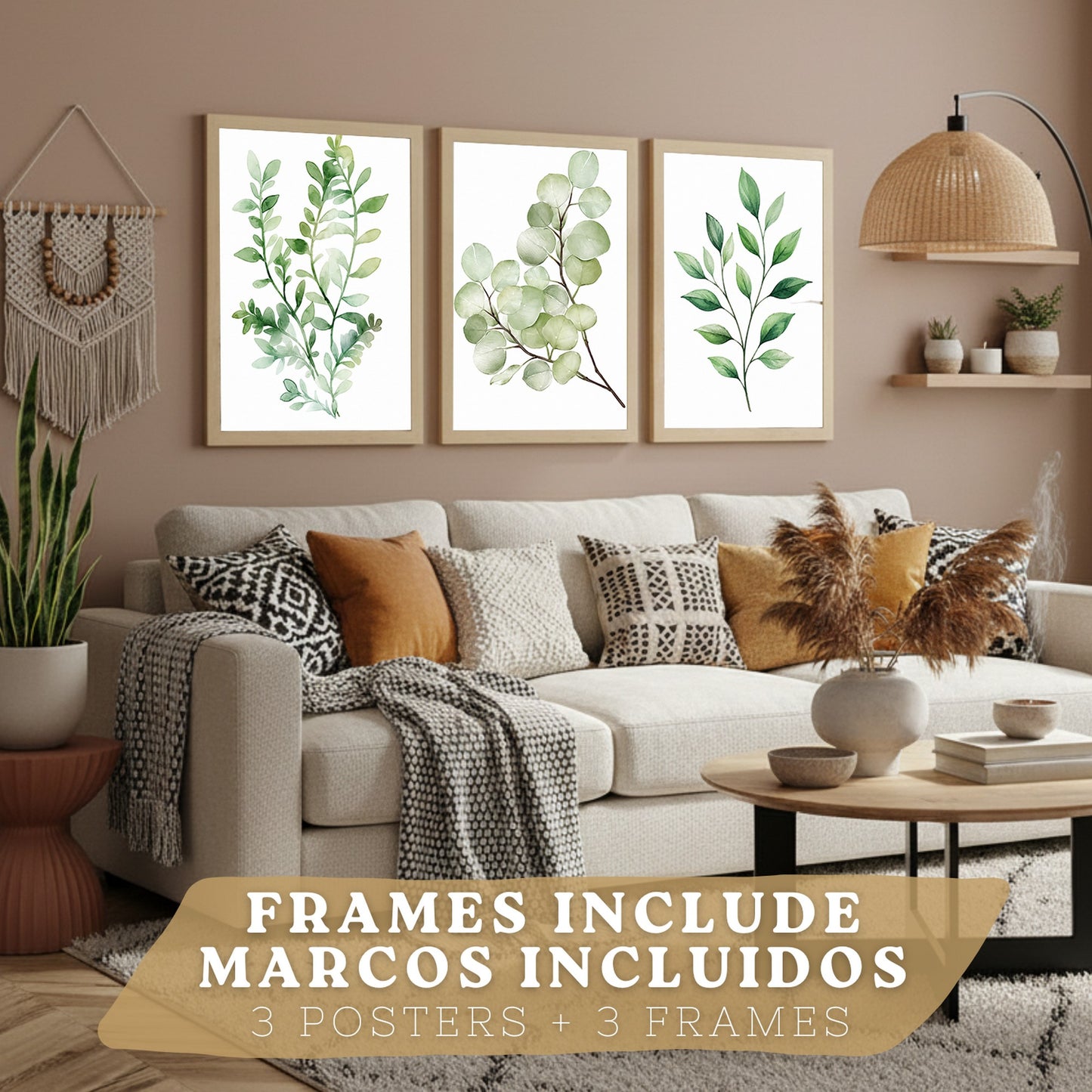 Posters de Hojas de Eucalipto con Arte Botánico Acuarela