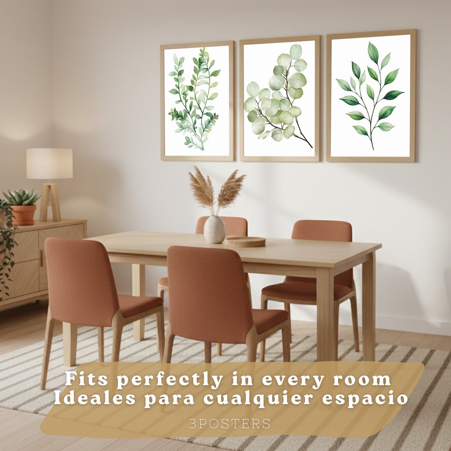 Posters de Hojas de Eucalipto con Arte Botánico Acuarela