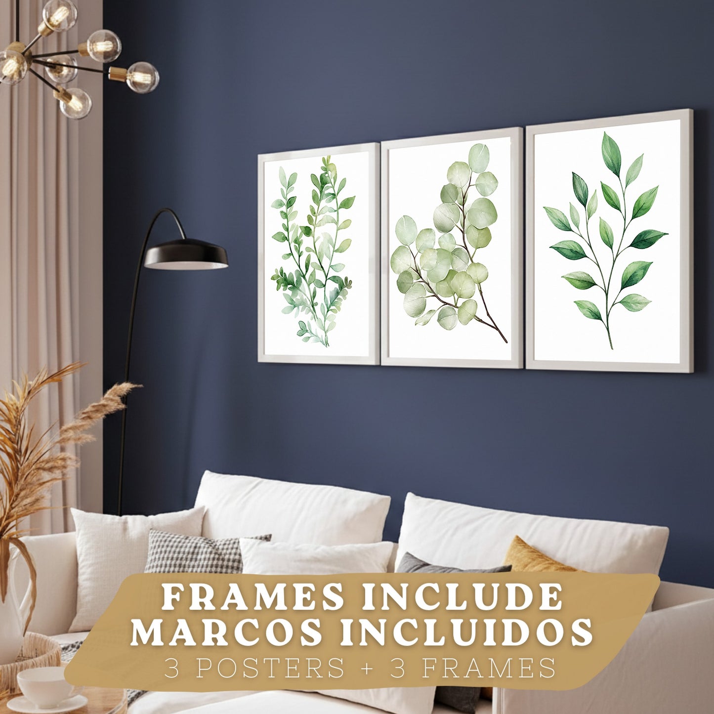 Posters de Hojas de Eucalipto con Arte Botánico Acuarela