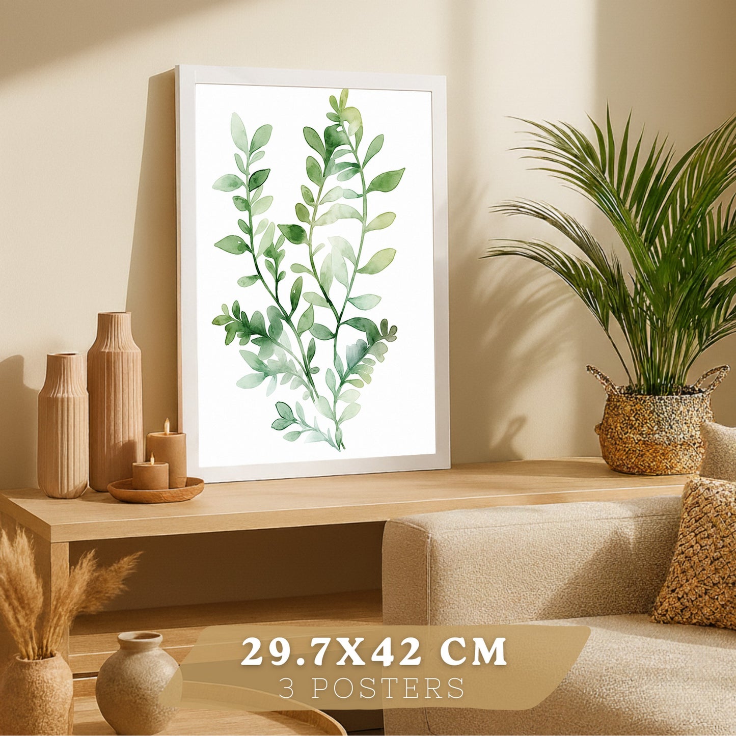 Posters de Hojas de Eucalipto con Arte Botánico Acuarela