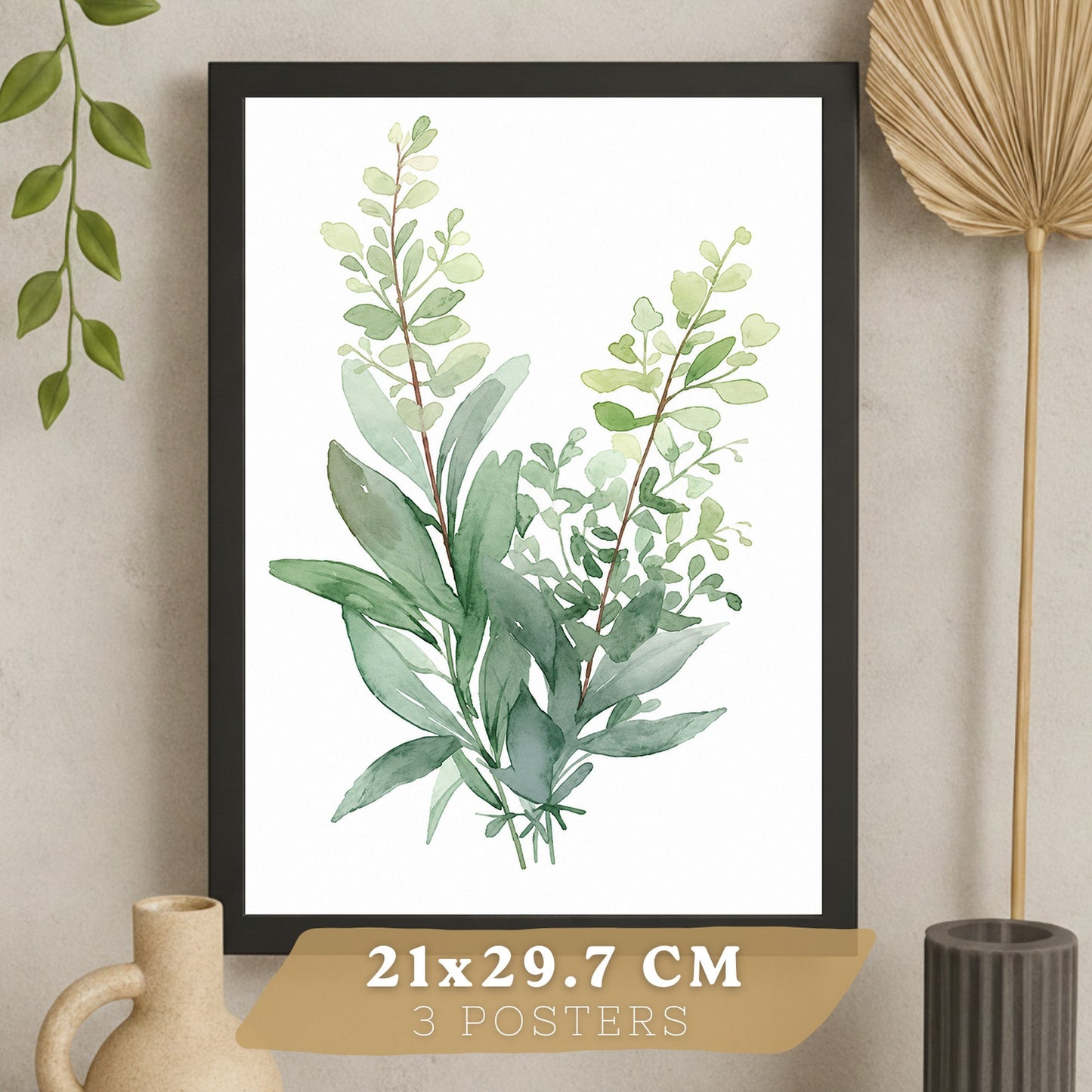 Posters Botánicos con Eucalipto y Arte Floral Blanco