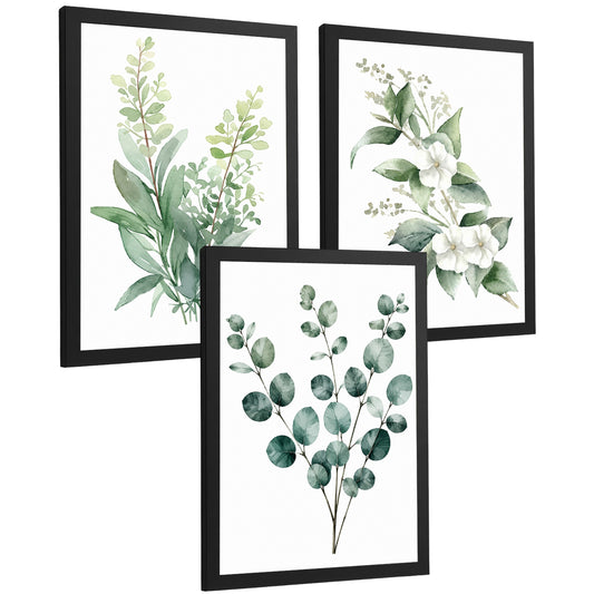 Posters Botánicos con Eucalipto y Arte Floral Blanco