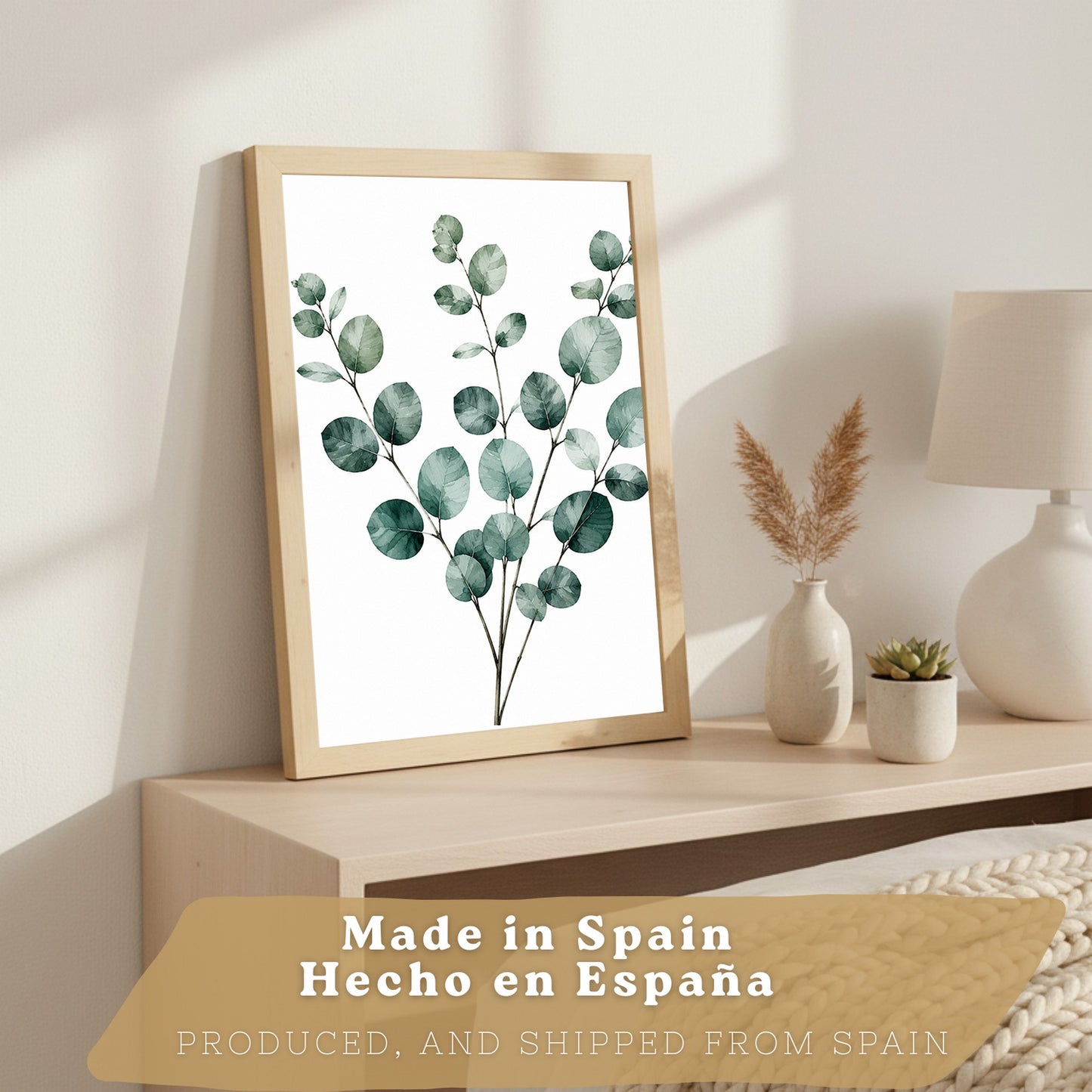 Posters Botánicos con Eucalipto y Arte Floral Blanco