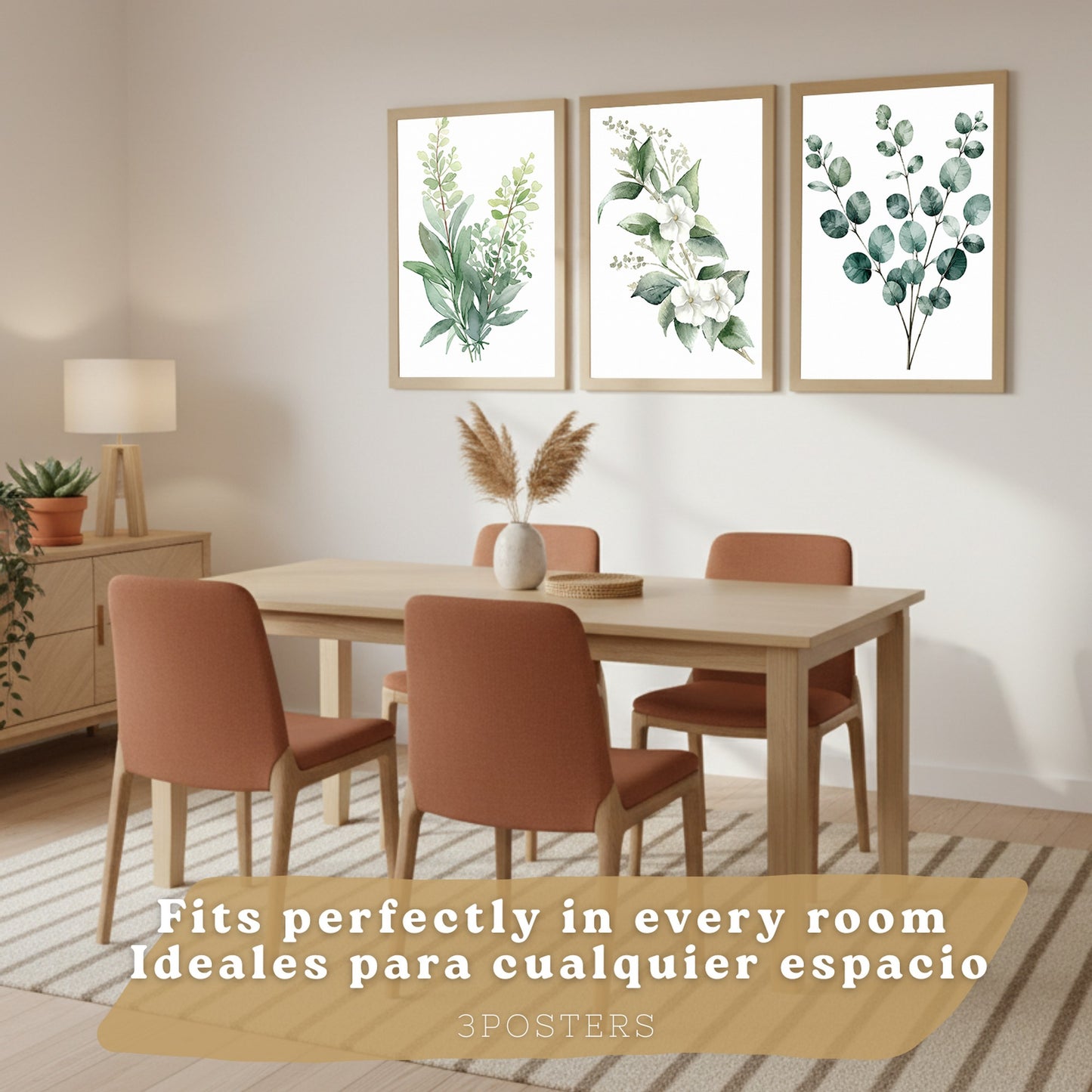 Posters Botánicos con Eucalipto y Arte Floral Blanco
