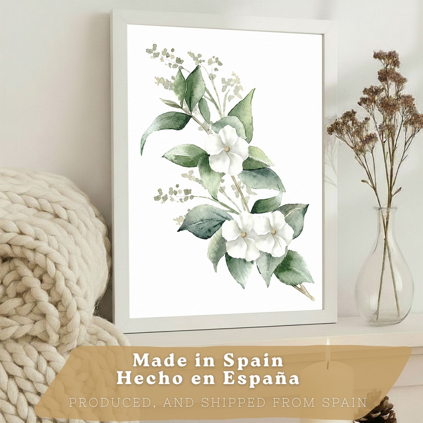 Posters Botánicos con Eucalipto y Arte Floral Blanco