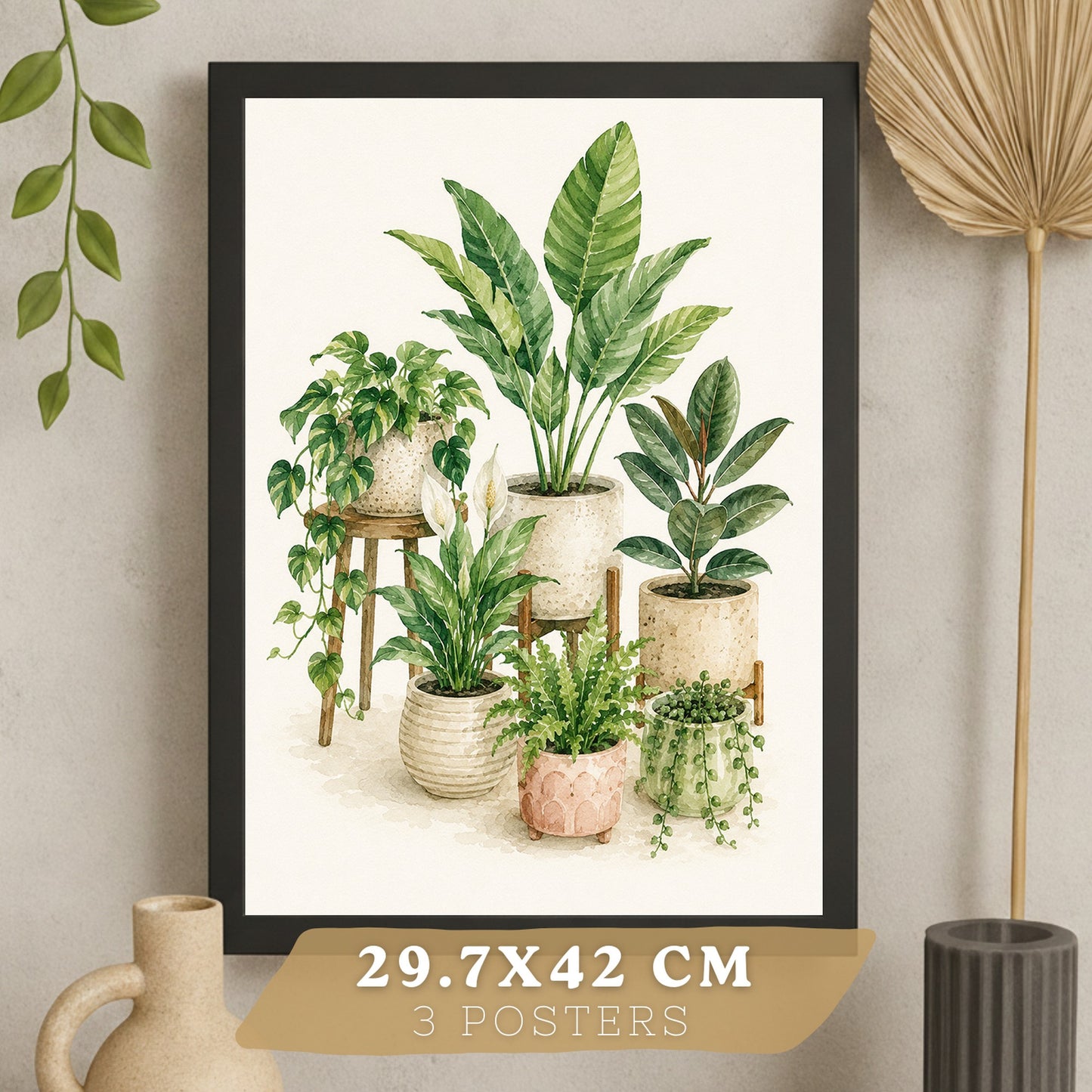 Posters de Plantas de Interior con Arte Botánico Tropical