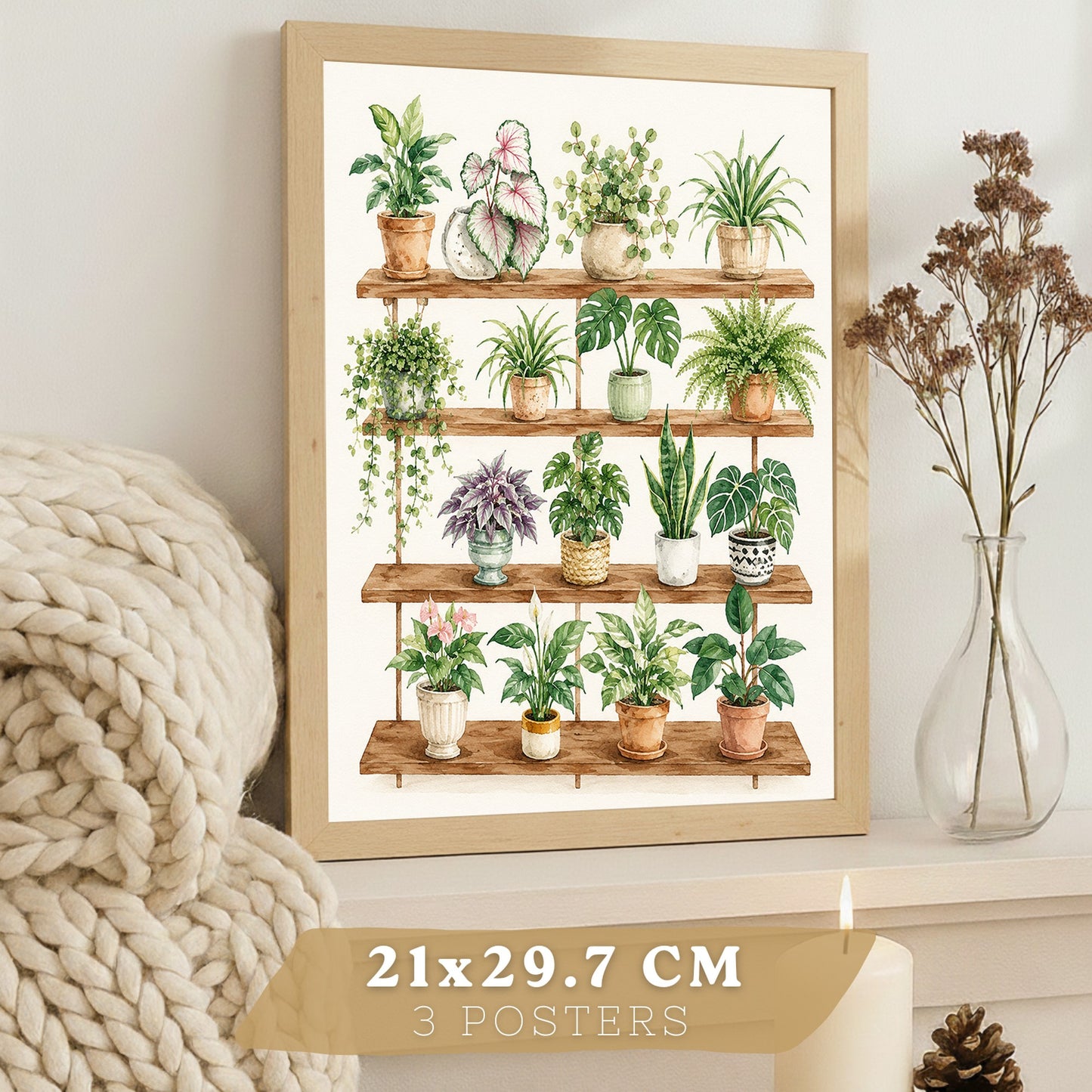 Posters de Plantas de Interior con Arte Botánico Tropical