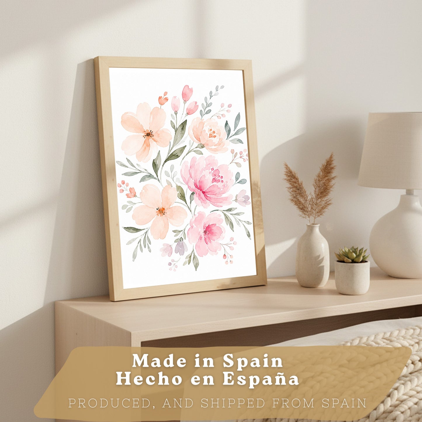 Posters Florales Pastel con Arte de Ramos de Flores Acuarela