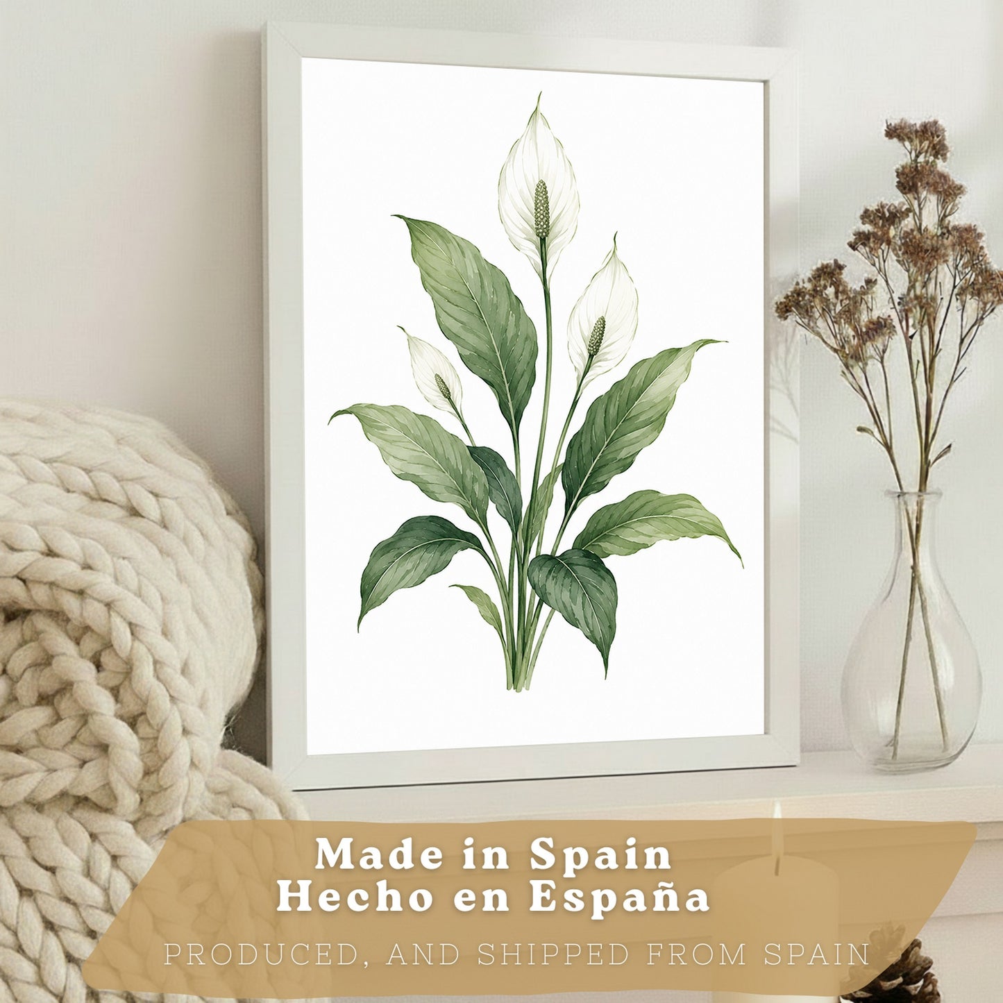 Posters Tropicales con Filodendro, Lirio de la Paz y Sansevieria