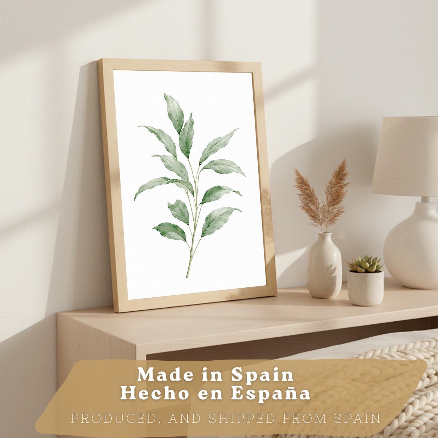 Posters Botánicos de Hojas con Eucalipto y Palma Acuarela