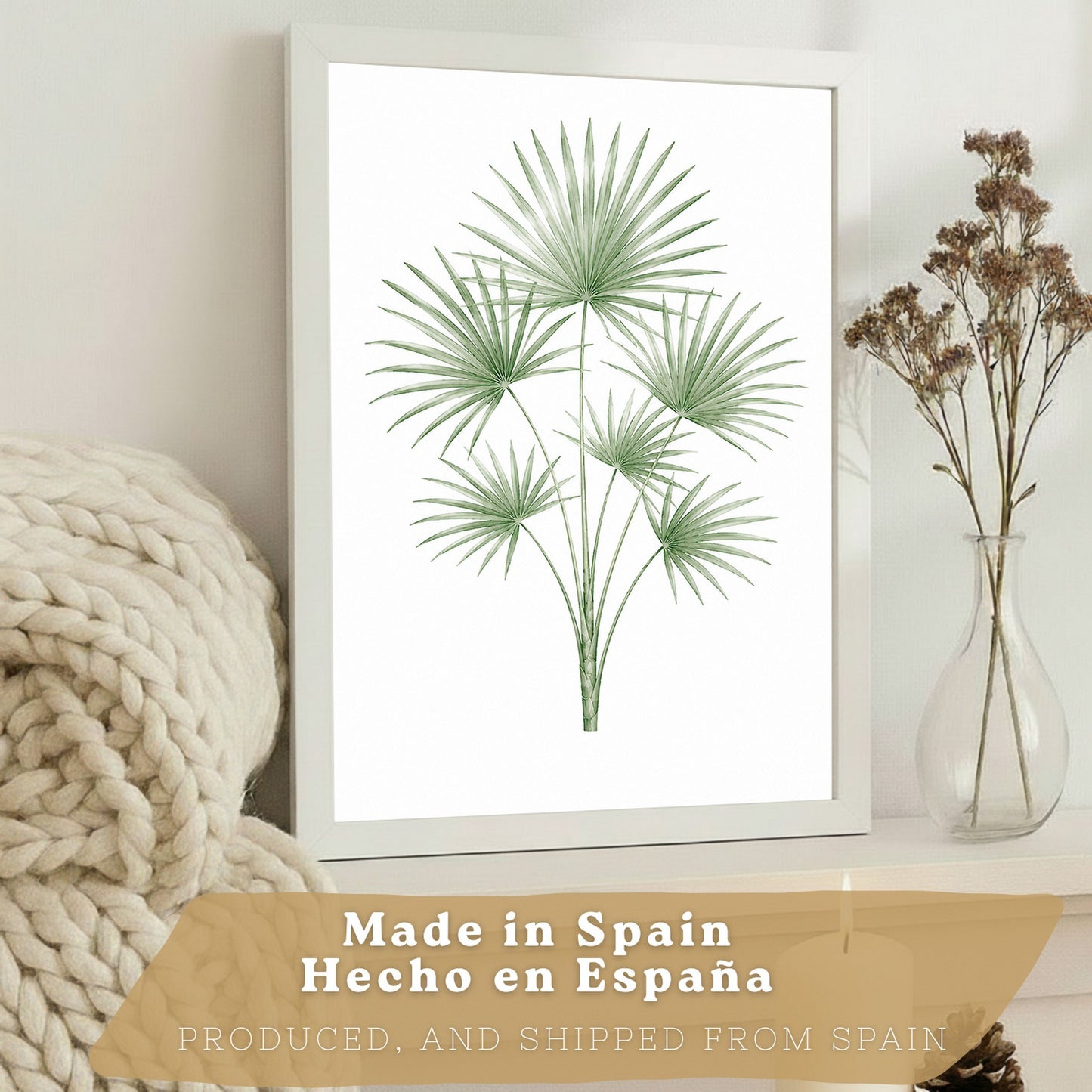 Posters Botánicos de Hojas con Eucalipto y Palma Acuarela