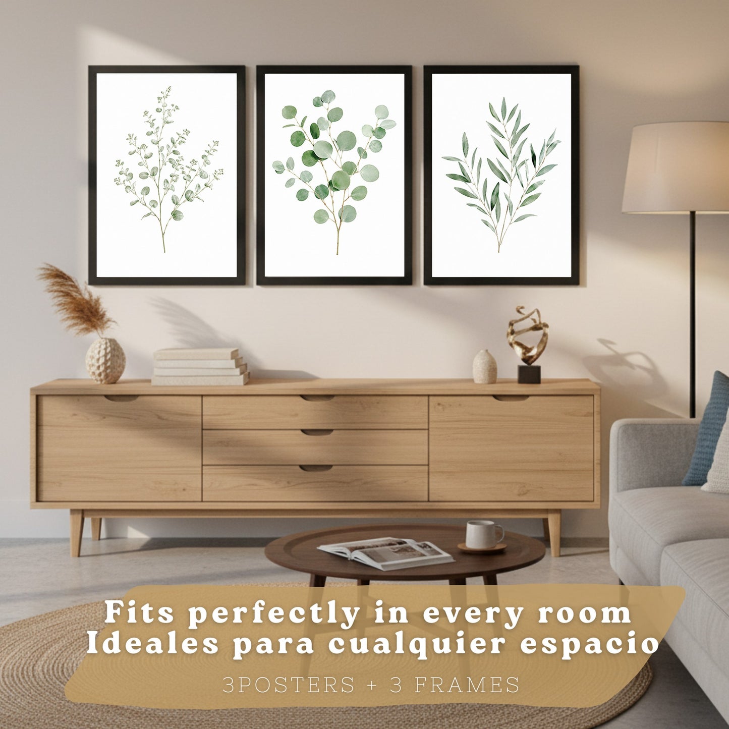 Posters Botánicos de Eucalipto con Arte Minimalista de Hojas Verdes