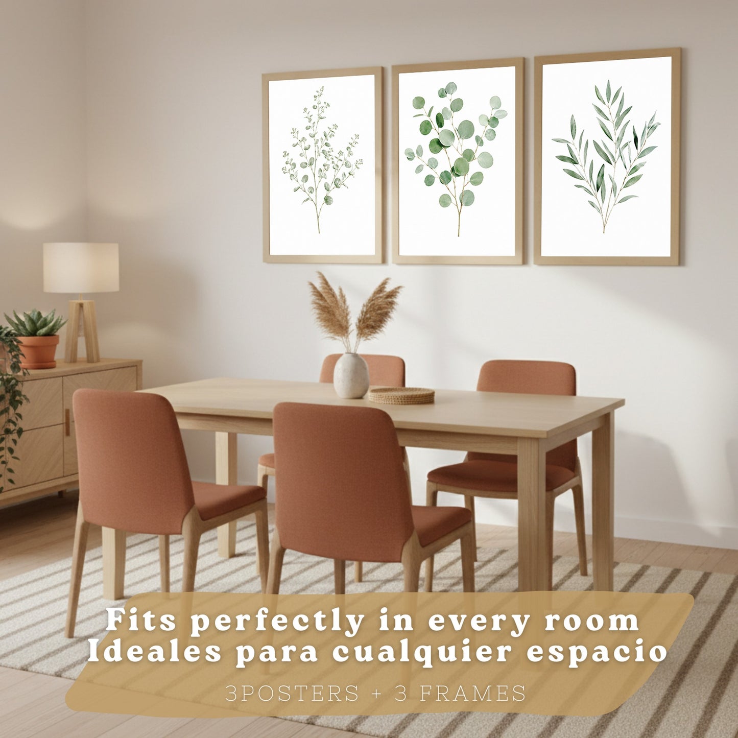 Posters Botánicos de Eucalipto con Arte Minimalista de Hojas Verdes