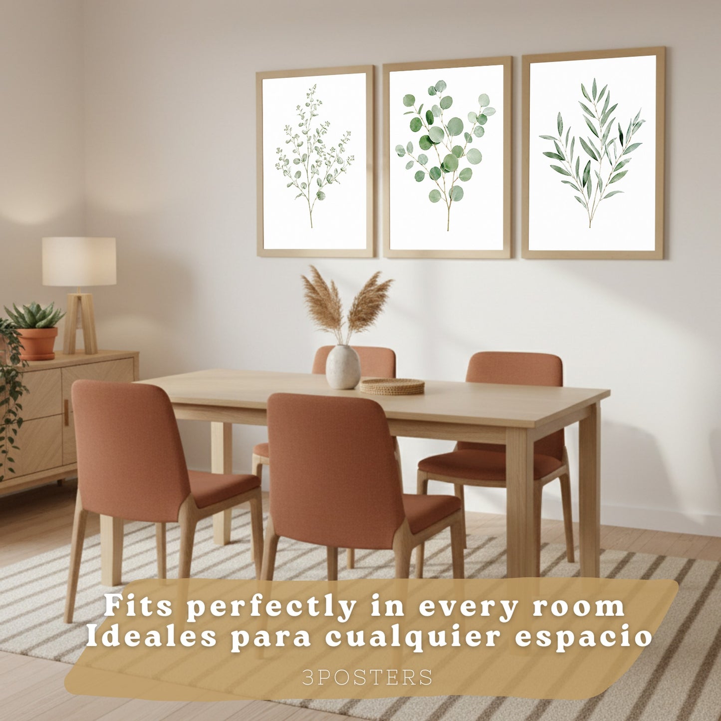 Posters Botánicos de Eucalipto con Arte Minimalista de Hojas Verdes