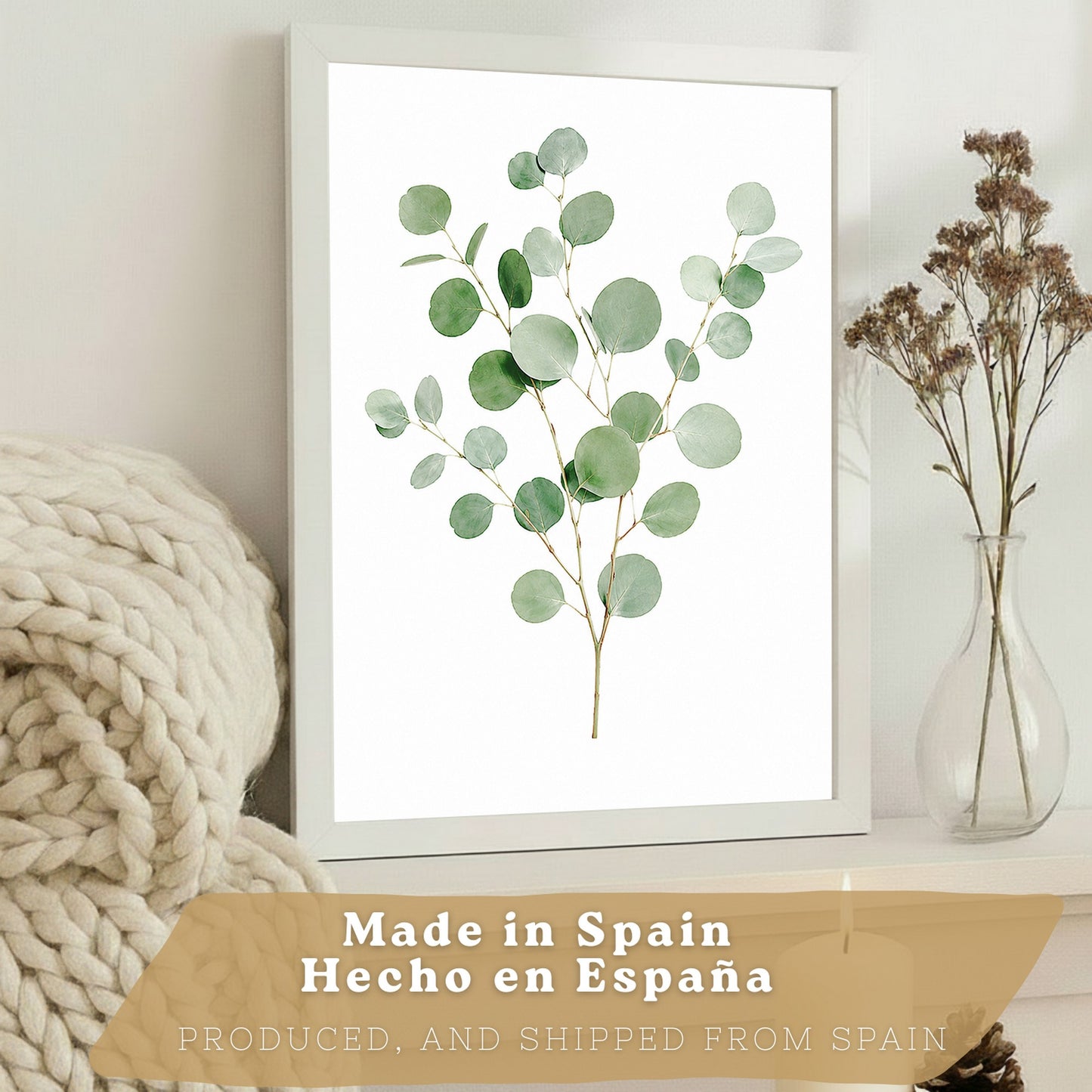 Posters Botánicos de Eucalipto con Arte Minimalista de Hojas Verdes