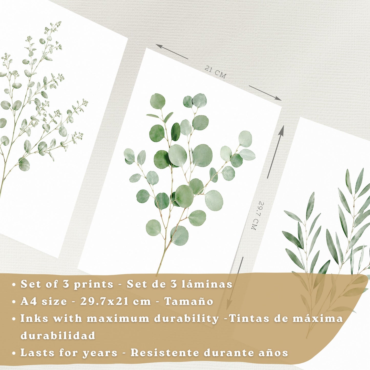 Posters Botánicos de Eucalipto con Arte Minimalista de Hojas Verdes