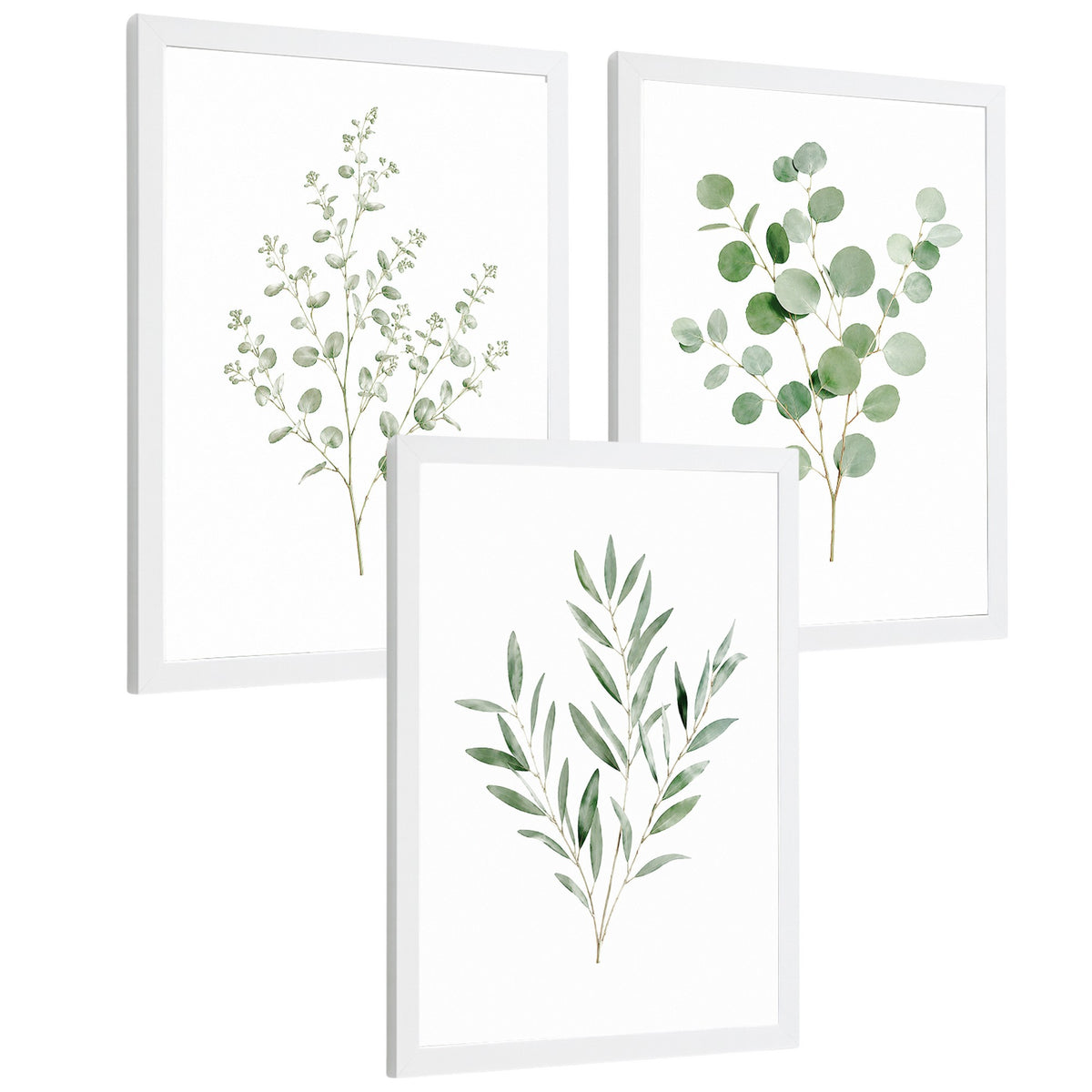 Posters Botánicos de Eucalipto con Arte Minimalista de Hojas Verdes