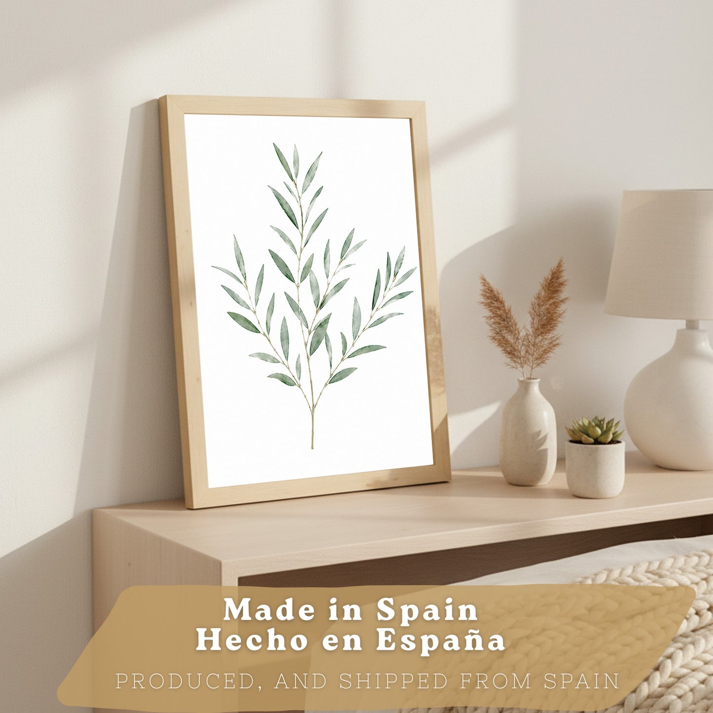 Posters Botánicos con Eucalipto y Arte de Hojas Verde Salvia