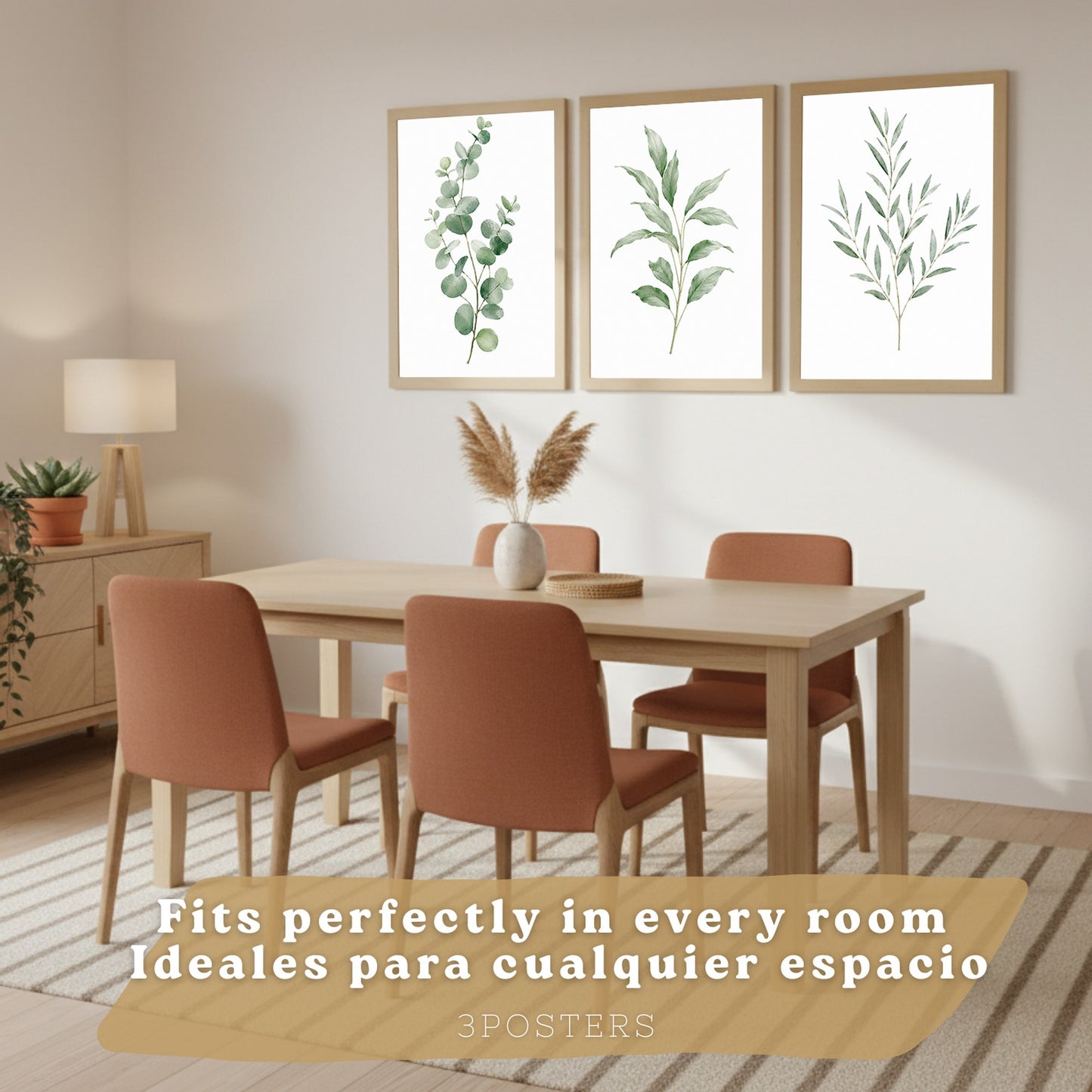 Posters Botánicos con Eucalipto y Arte de Hojas Verde Salvia
