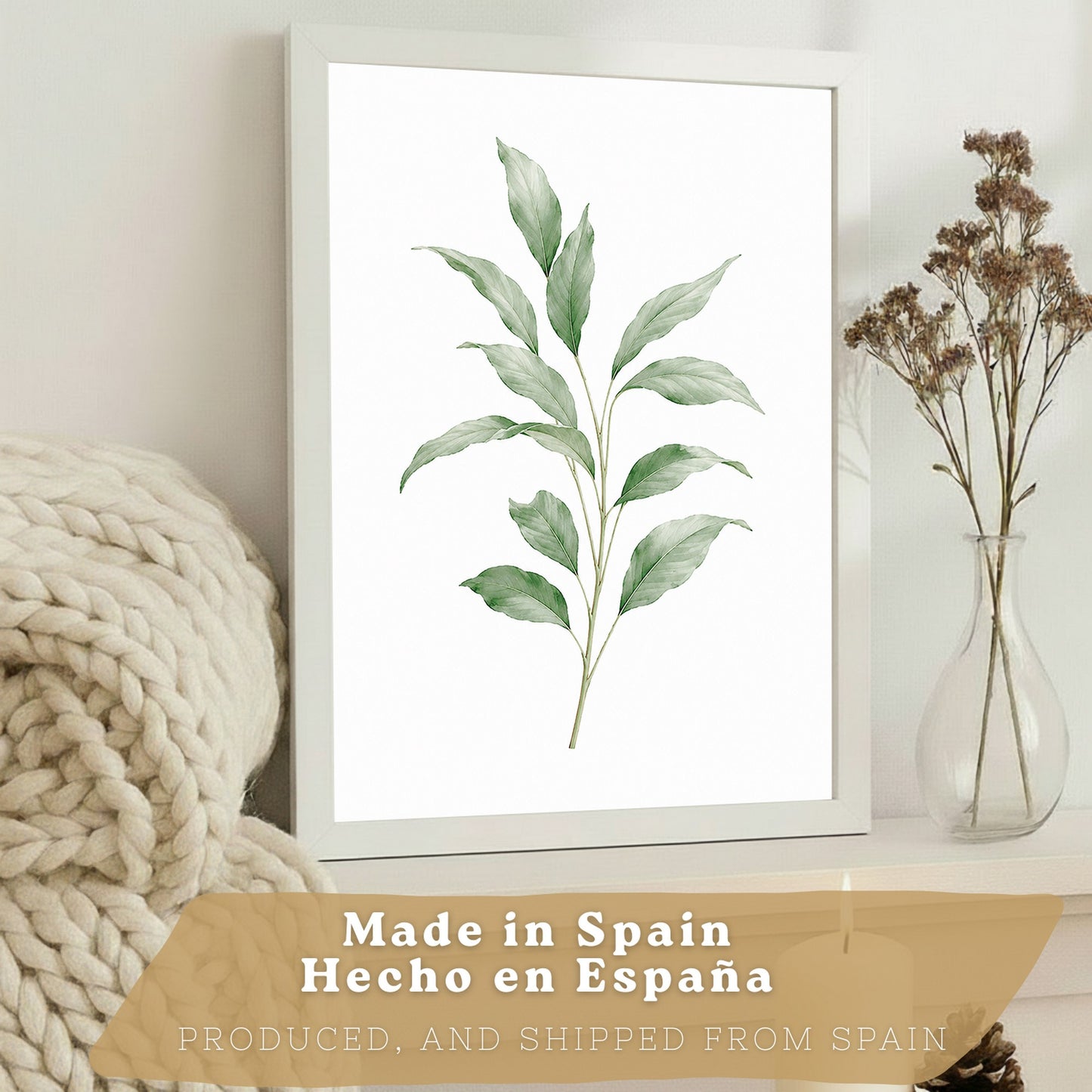 Posters Botánicos con Eucalipto y Arte de Hojas Verde Salvia