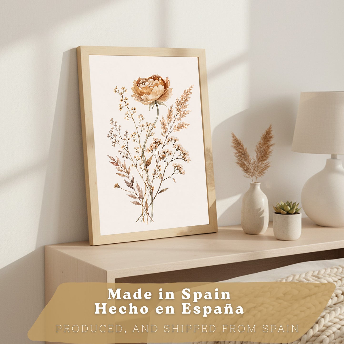 Posters de Flores Silvestres con Arte de Pradera en Tonos Neutros