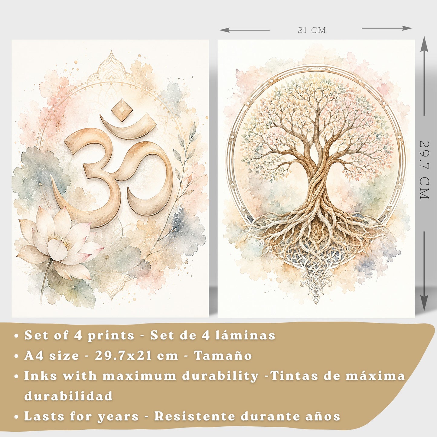 Posters Espirituales con Símbolo Om, Buda y Arte de Loto