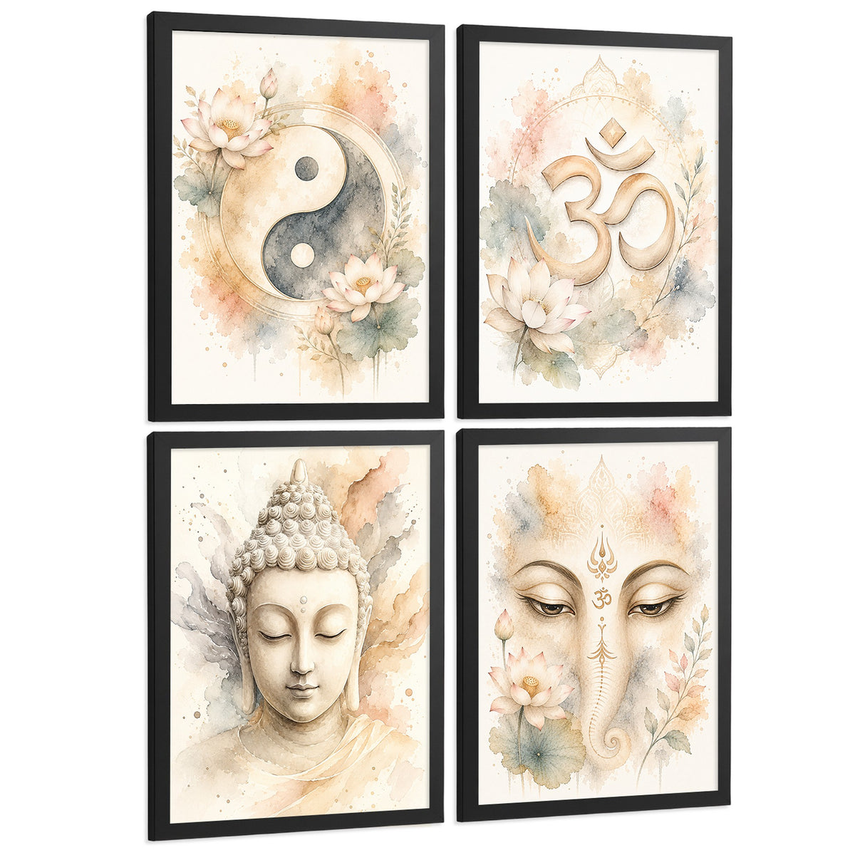 Posters Espirituales con Yin Yang, Om, Buda y Ganesha