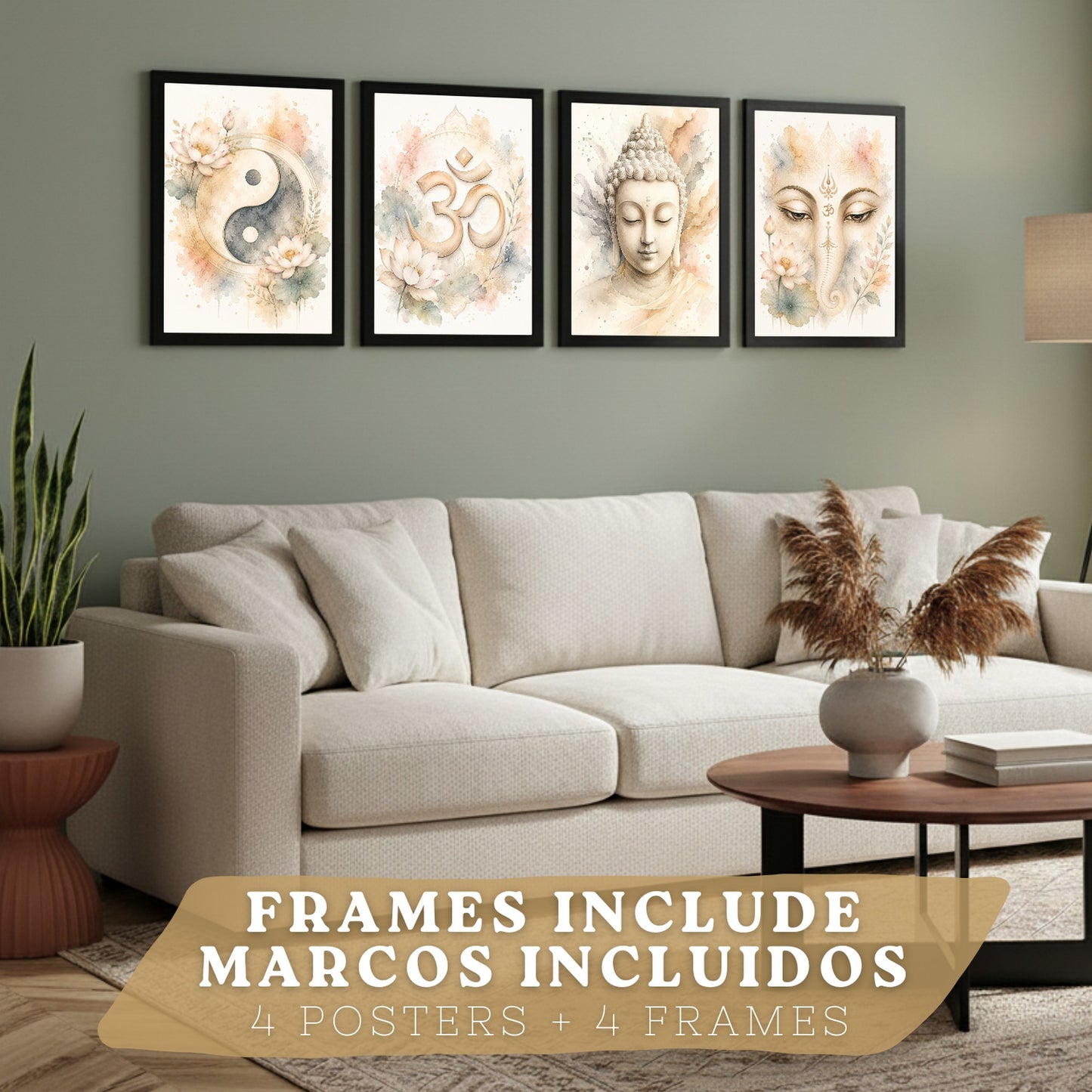 Posters Espirituales con Yin Yang, Om, Buda y Ganesha
