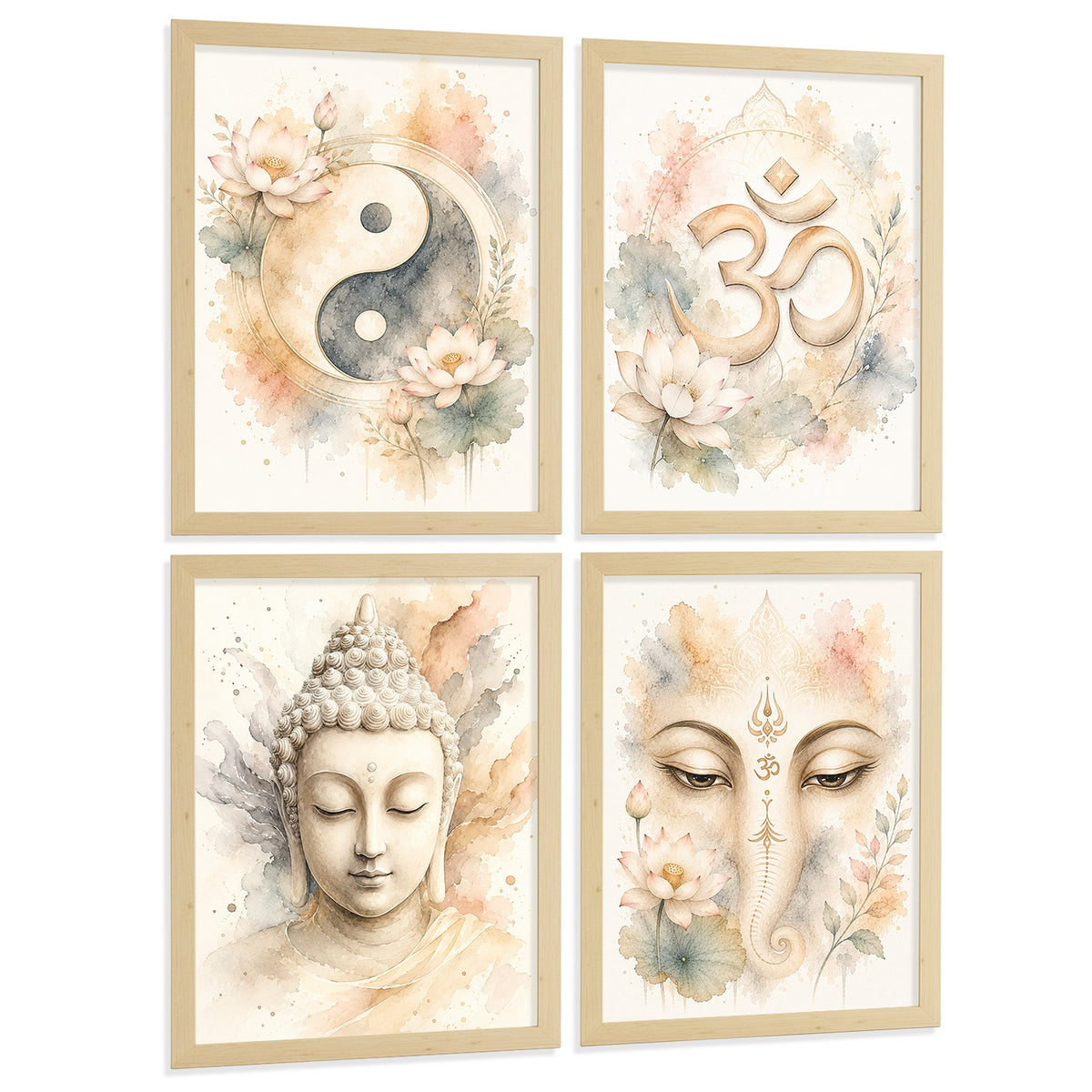 Posters Espirituales con Yin Yang, Om, Buda y Ganesha