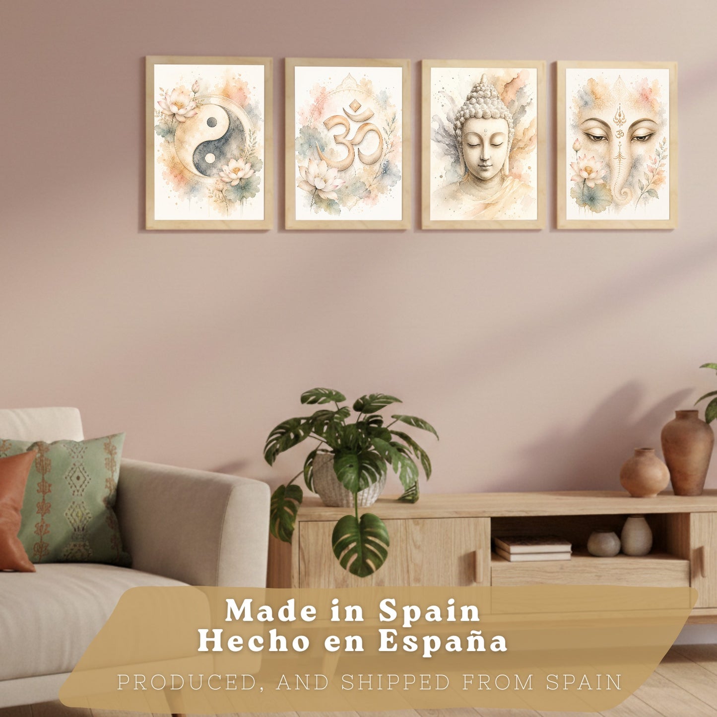 Posters Espirituales con Yin Yang, Om, Buda y Ganesha