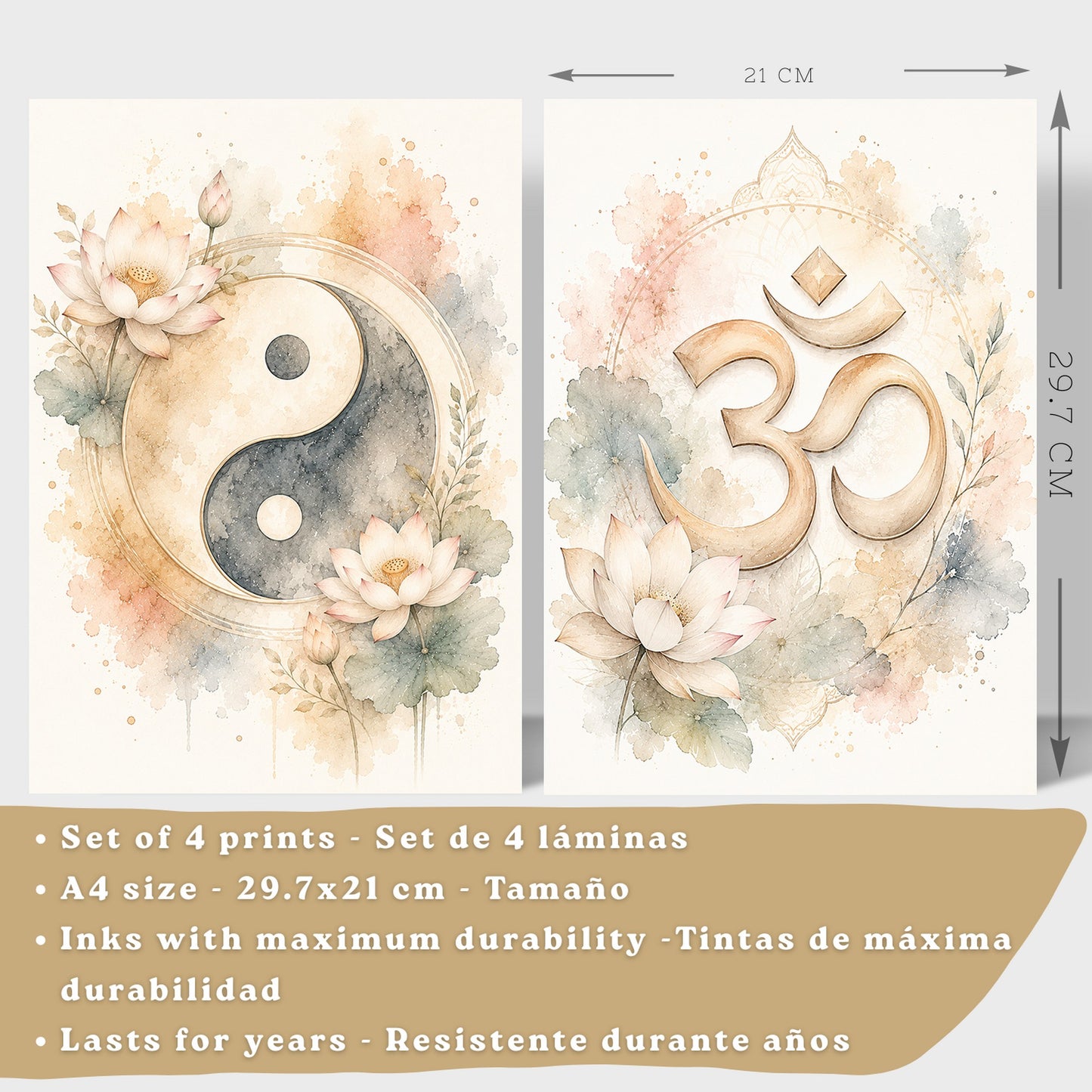 Posters Espirituales con Yin Yang, Om, Buda y Ganesha