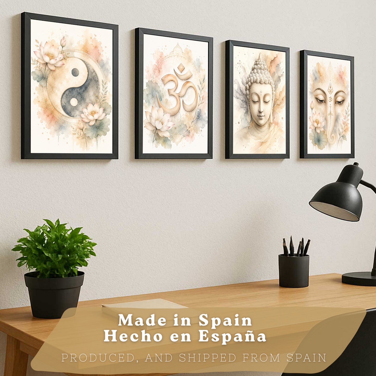 Posters Espirituales con Yin Yang, Om, Buda y Ganesha