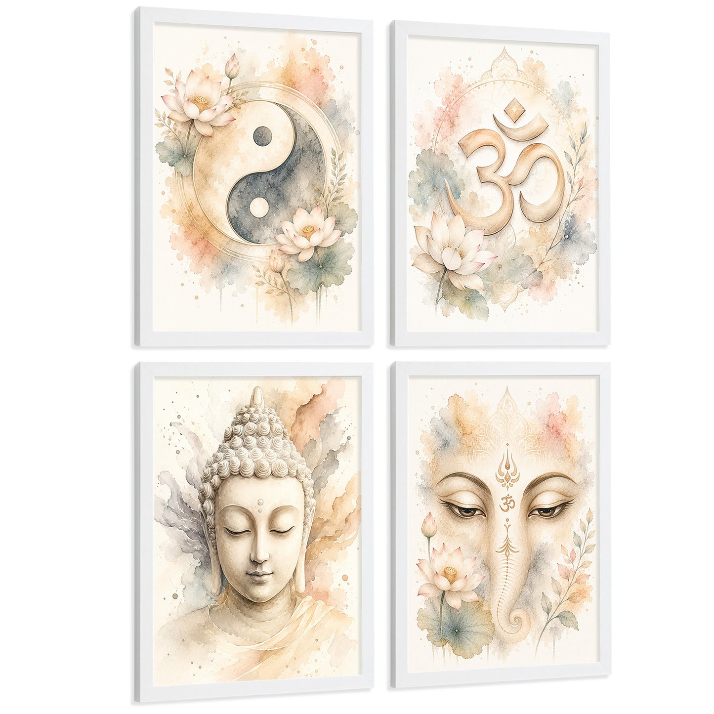 Posters Espirituales con Yin Yang, Om, Buda y Ganesha