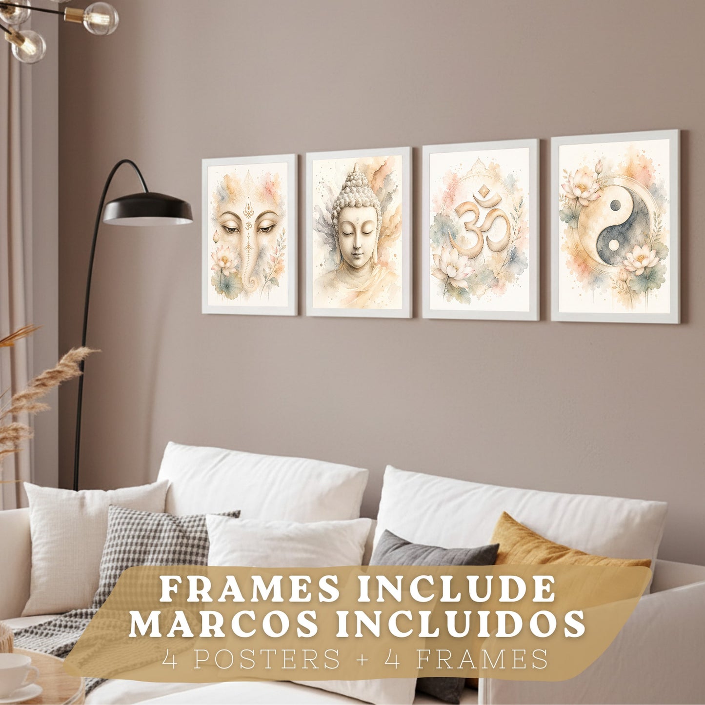 Posters Espirituales con Yin Yang, Om, Buda y Ganesha