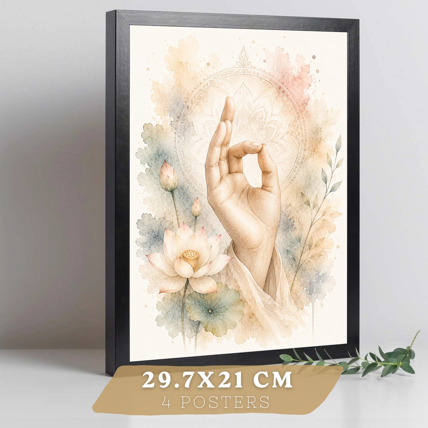 Posters Espirituales con Rueda del Dharma, Yin Yang y Ganesha